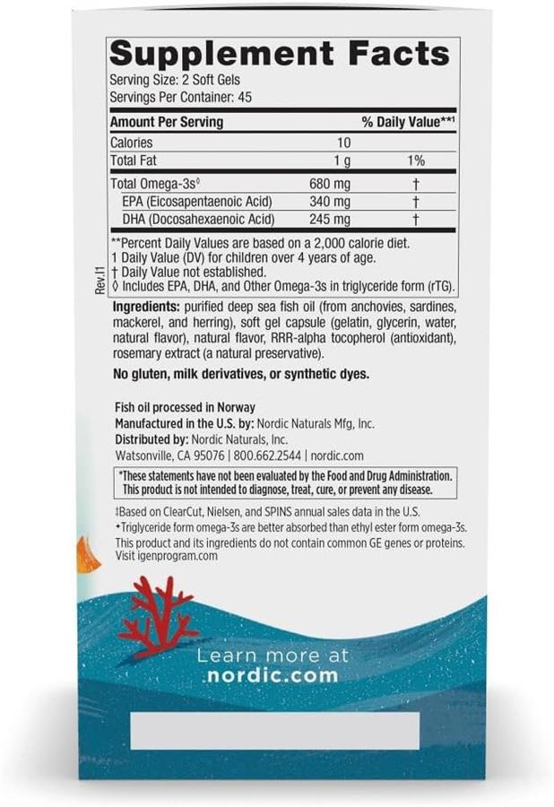 Omega 3 Nordic Naturals Ultimate Omega Junior Niños Sabor Frutilla x 90 Softgel