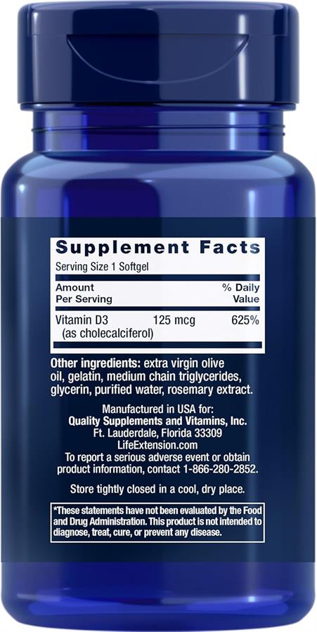 Vitamina D3 5.000 Ui Life Extension Natural x 60