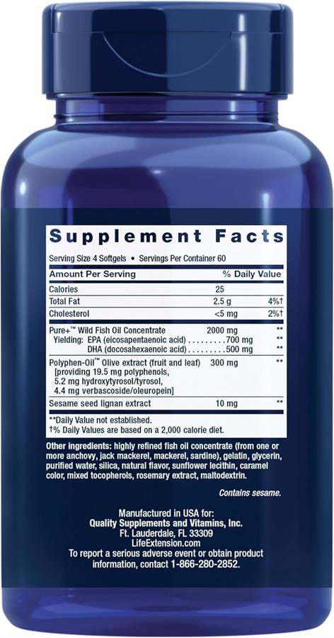 Super Omega-3 EPA DHA Aceite Pescado, Olivas Y Lignanos sesamo x 240 cápsulas