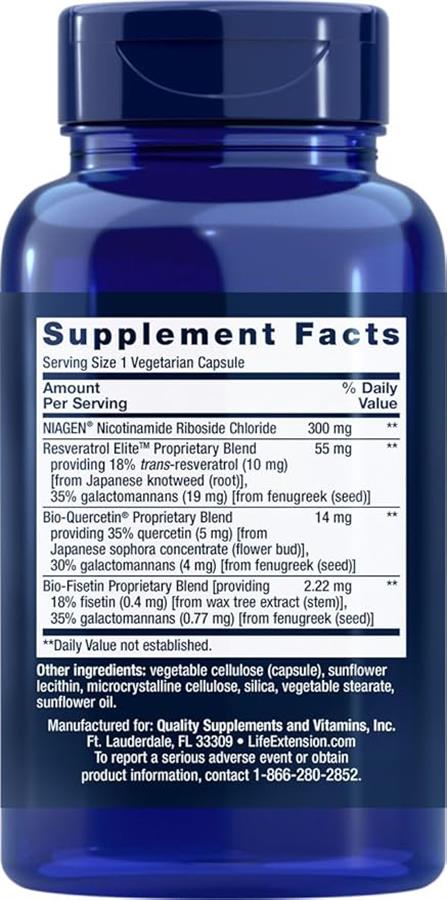 Life Extension Nad+ regenerador celular & Resveratrol x 30 caps
