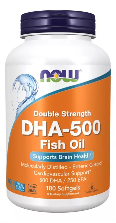 Suplemento NOW DHA-500 de 90g x 180 cápsulas