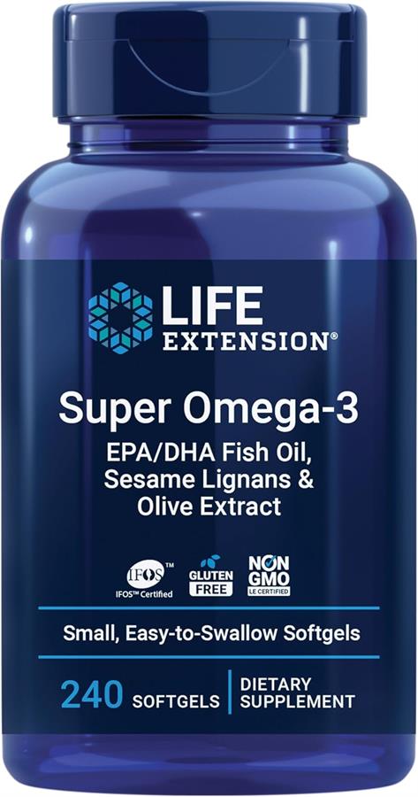 Super Omega-3 EPA DHA Aceite Pescado, Olivas Y Lignanos sesamo x 240 cápsulas