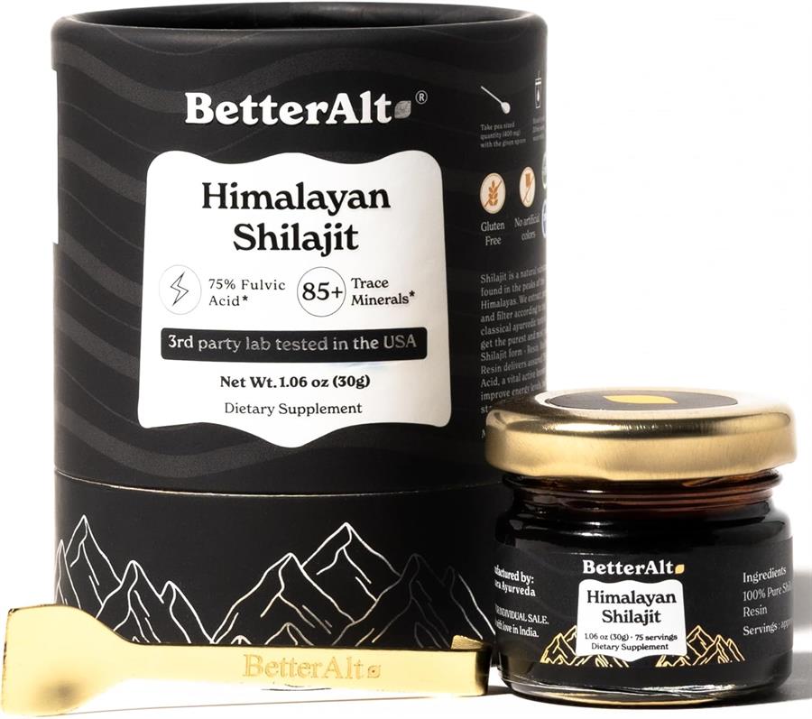 BetterAlt Resina Shilajit pura del Himalaya Alta potencia para hombres y mujeres 75 porciones