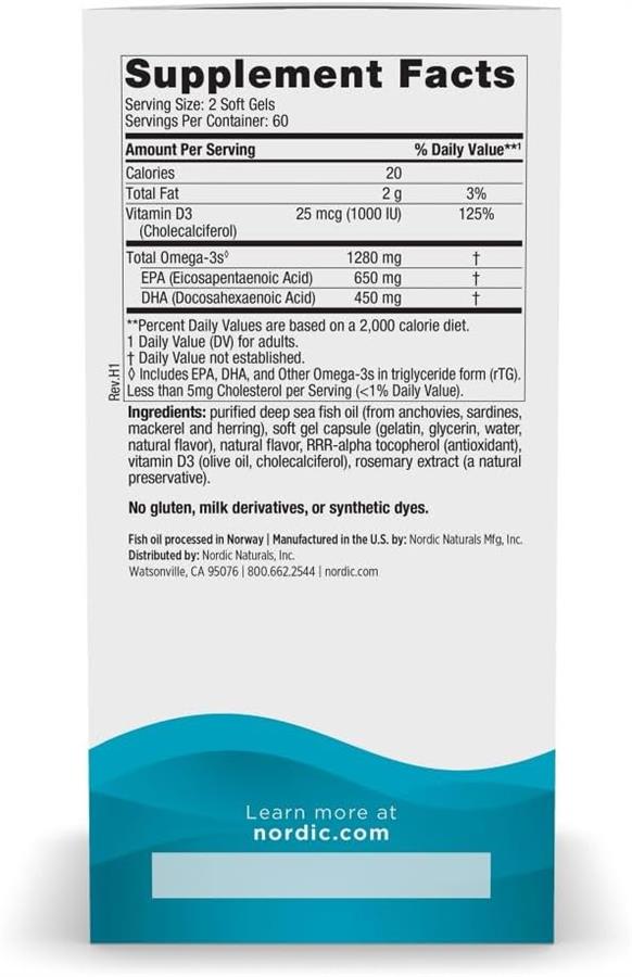 NORDIC NATURALS Ultimate Omega 3 + Vitamina D3 Capsulas Blandas X 120