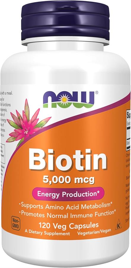 NOW Foods, Biotina, 5000 mcg x120 cápsulas vegetales