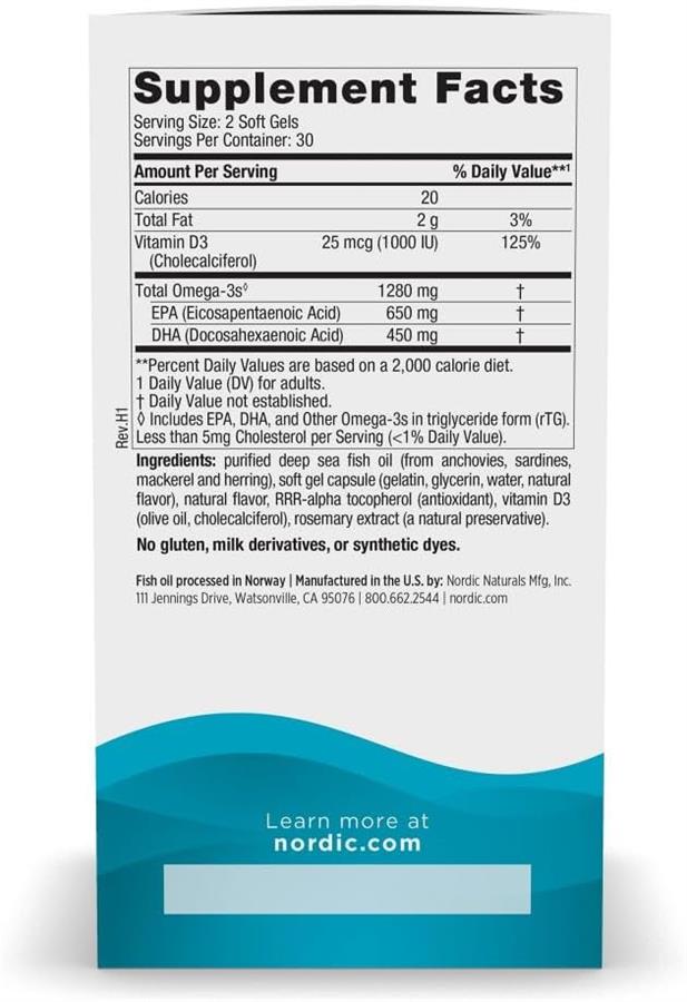 NORDIC NATURALS Ultimate Omega 3 + Vitamina D3 Capsulas Blandas X 60
