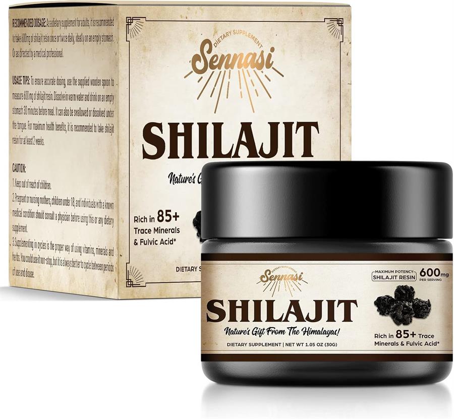 Sennasi Resina Shilajit orgánica pura del Himalaya, 600 mg de máxima potencia x 30g