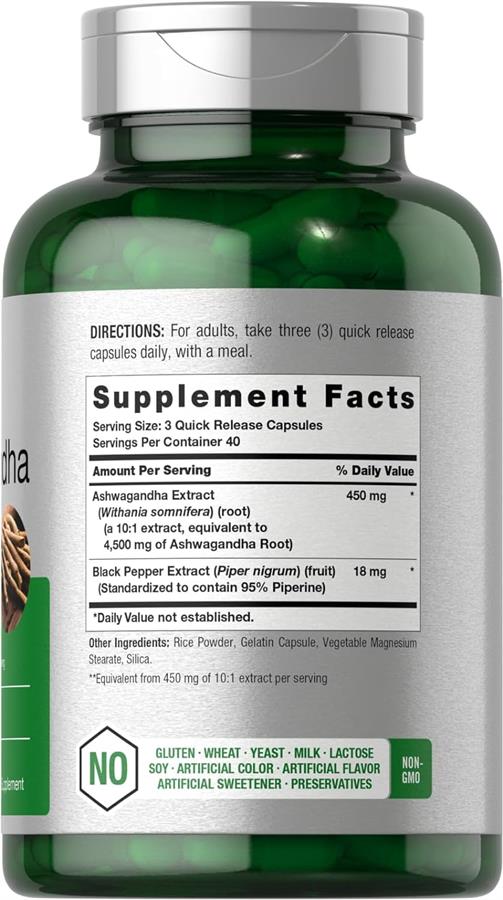 Horbaach Ashwagandha 4500 Mg 120 Cáps Gluten Free-omg Free (Stock inmediato)
