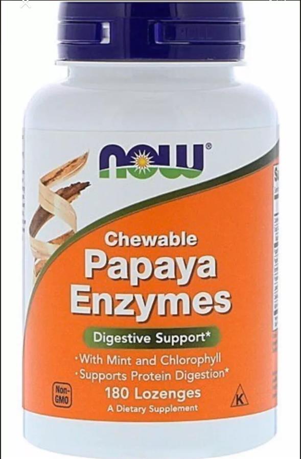 Enzimas Now Foods Papaya Mastigable 180 Cápsulas