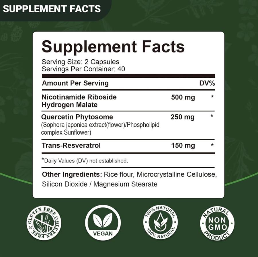 Suplemento Liposomal Nad Resveratrol 900 Mg X80 Cap Anti-age  (stock inmediato)