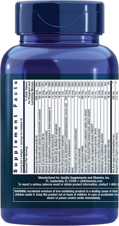 Life Extension Prenatal Advantage 120 Cápsulas Blandas